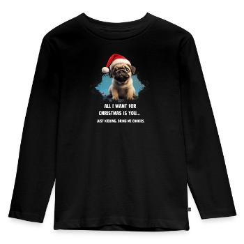Les cookies ou vous ? Souhait de carlin ! - T-shirt manches longues Premium Enfant - noir - Devant - AI Model Kid Male (0cm)