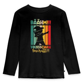 Volksschule Geschafft Absolvent Abgänger 2025 - Kinder Premium Bio Langarmshirt - Schwarz - Vorne - AI Model Kid Male (0cm)