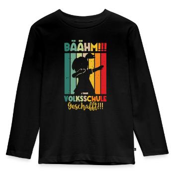 Volksschule Geschafft Absolvent Abgänger - Kinder Premium Bio Langarmshirt - Schwarz - Vorne - AI Model Kid Male (0cm)