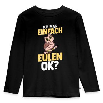 Eulen - Kinder Premium Bio Langarmshirt - Schwarz - Vorne - AI Model Kid Male (0cm)