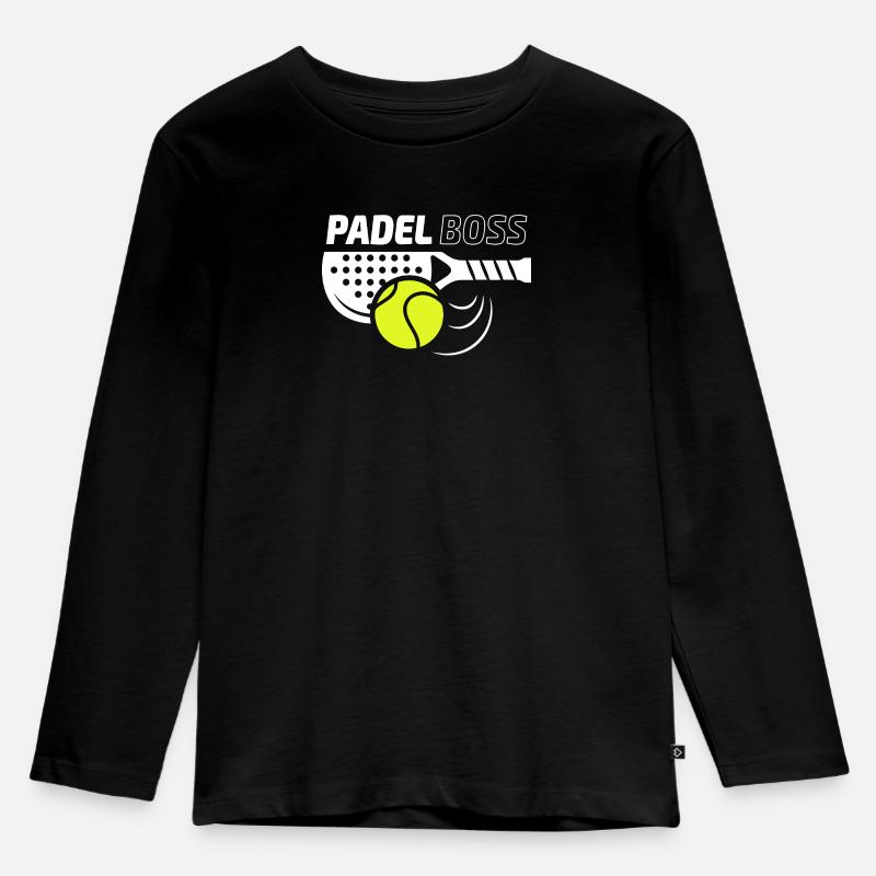 00511 Padel Boss Farbe - Kinder Premium Bio Langarmshirt - Schwarz