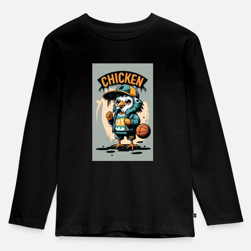 Cool Chicken - Kinder Premium Bio Langarmshirt - Schwarz