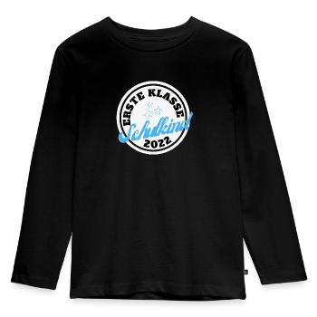 Erste Klasse Schulkind 2022 - Kinder Premium Bio Langarmshirt - Schwarz - Vorne - AI Model Kid Male (0cm)