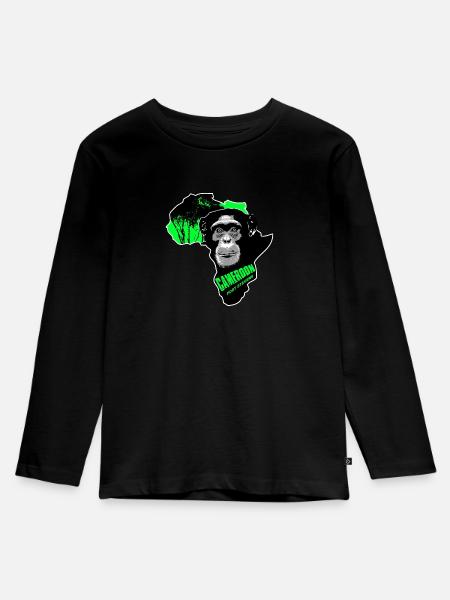 Kamerun - Schimpanse - Kinder Premium Bio Langarmshirt - Schwarz