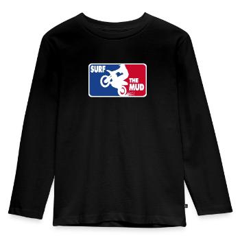 Surf the Mud - for bikers - Kinder Premium Bio Langarmshirt - Schwarz - Vorne - AI Model Kid Male (0cm)