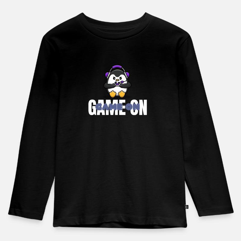 Game On Gaming Geschenk - Kinder Premium Bio Langarmshirt - Schwarz