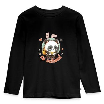 Petit Panda va à l'école - T-shirt manches longues Premium Enfant - noir - Devant - AI Model Kid Male (0cm)