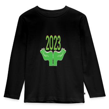 Happy New Year 2023 New Year's Eve Christmas - Kids' Premium Longsleeve Shirt - black - Front - AI Model Kid Male (0cm)