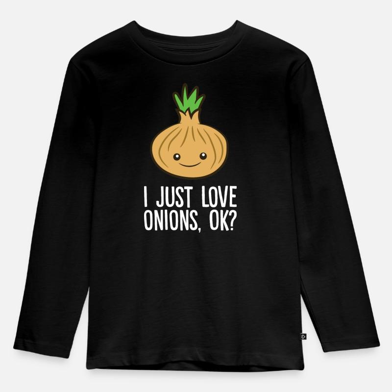 Cipolla - I just love onions, ok? - Maglia a maniche lunghe ecologica premium per bambini - nero