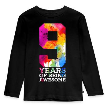 9 ANS D’ÊTRE GÉNIAL 9E ANNIVERSAIRE - T-shirt manches longues Premium Enfant - noir - Devant - AI Model Kid Male (0cm)