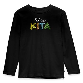 Tschüss Kita Hort Krippe Abschied Kindergarten - Kinder Premium Bio Langarmshirt - Schwarz - Vorne - AI Model Kid Male (0cm)