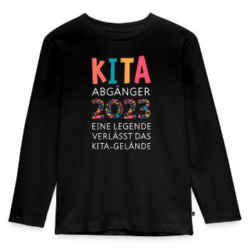 Kita Abgänger 2023 Dino Dinosaurier Zahlen - Kinder Premium Bio Langarmshirt - Schwarz - Vorne - AI Model Kid Male (0cm)