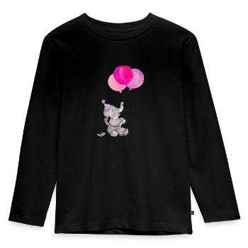 Éléphant avec des ballons - T-shirt manches longues Premium Enfant - noir - Devant - AI Model Kid Male (0cm)
