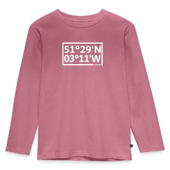 Cardiff Koordinaten - Kinder Premium Bio Langarmshirt - Mauve - Vorne - AI Model Kid Female (0cm)