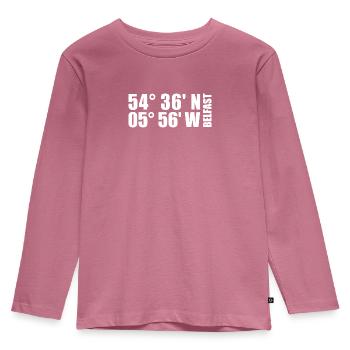 Belfast Coordinates - Kids' Premium Longsleeve Shirt - mauve - Front - AI Model Kid Female (0cm)
