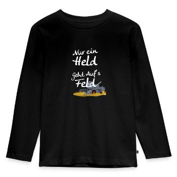 Held Feld Landwirt - Kinder Premium Bio Langarmshirt - Schwarz - Vorne - AI Model Kid Male (0cm)