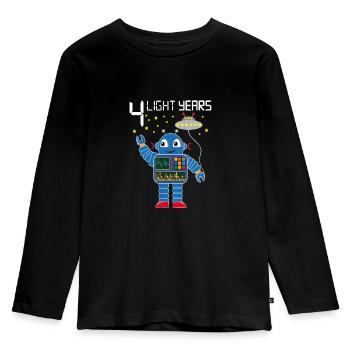 Robot congratulates 4 light years old four years - Kids' Premium Longsleeve Shirt - black - Front - AI Model Kid Male (0cm)