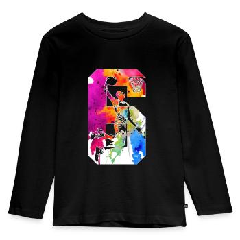 6. GEBURTSTAG BASKETBALL NUMMER 6 - Kinder Premium Bio Langarmshirt - Schwarz - Vorne - AI Model Kid Male (0cm)