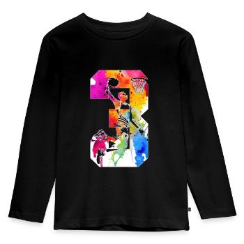 3. GEBURTSTAG BASKETBALL NUMMER 3 - Kinder Premium Bio Langarmshirt - Schwarz - Vorne - AI Model Kid Male (0cm)