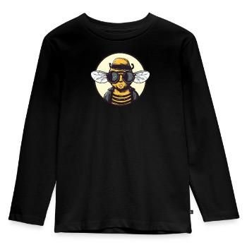 Biene Sonnenbrille Brummer Honigbiene - Kinder Premium Bio Langarmshirt - Schwarz - Vorne - AI Model Kid Male (0cm)