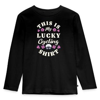 Lucky cycling Shirt - Kids' Premium Longsleeve Shirt - black - Front - AI Model Kid Male (0cm)