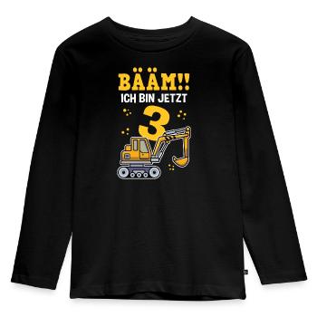 3ème Anniversaire Anniversaire Jardin D’enfants Chantier de Construction Fa - T-shirt manches longues Premium Enfant - noir - Devant - AI Model Kid Male (0cm)