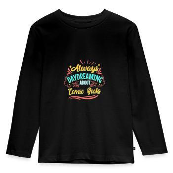 Always Daydreaming About Comic Books - Kids' Premium Longsleeve Shirt - black - Front - AI Model Kid Male (0cm)