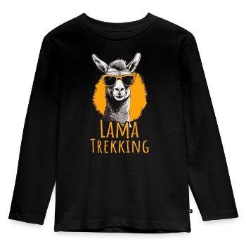 Llama Trekking - Kids' Premium Longsleeve Shirt - black - Front - AI Model Kid Male (0cm)