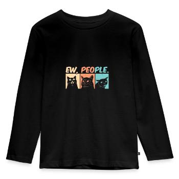 EW, PEOPLE.. - Kinder Premium Bio Langarmshirt - Schwarz - Vorne - AI Model Kid Male (0cm)