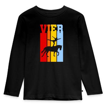 Vier Jahre alt - Alter - Geburtstag - Voltigieren - Kinder Premium Bio Langarmshirt - Schwarz - Vorne - AI Model Kid Male (0cm)