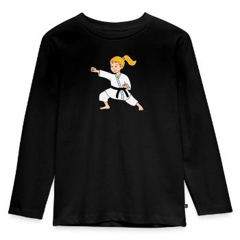 Karaté filles - T-shirt manches longues Premium Enfant - noir - Devant - AI Model Kid Male (0cm)