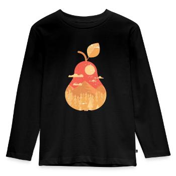 Vintage Panorama Birne - Kinder Premium Bio Langarmshirt - Schwarz - Vorne - AI Model Kid Male (0cm)