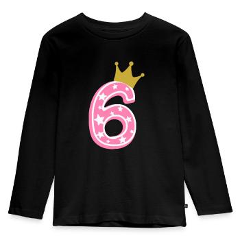 6 Krone 6. Geburtstag 6 Jahre - Kinder Premium Bio Langarmshirt - Schwarz - Vorne - AI Model Kid Male (0cm)