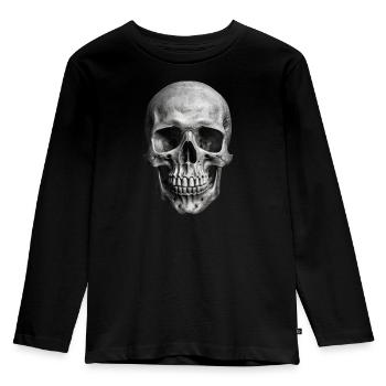 Realistic Skull | Edgy Bones | Gothic Graphics - Kids' Premium Longsleeve Shirt - black - Front - AI Model Kid Male (0cm)
