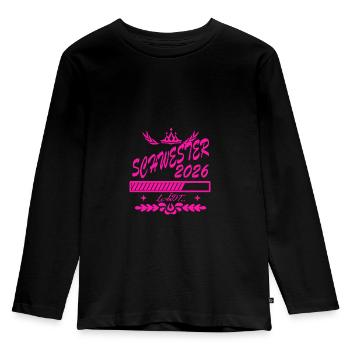 Stolze Schwester 2026 Krone Motiv - Kinder Premium Bio Langarmshirt - Schwarz - Vorne - AI Model Kid Male (0cm)