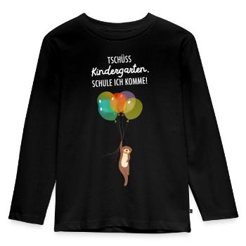 Tschüss Kindergarten - Otter Schule Einschulung - Kinder Premium Bio Langarmshirt - Schwarz - Vorne - AI Model Kid Male (0cm)