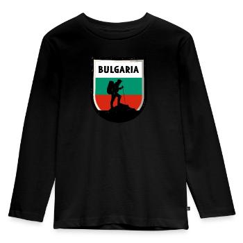 Bulgarien Flagge Bulgarische Fahne Goldstrand - Kinder Premium Bio Langarmshirt - Schwarz - Vorne - AI Model Kid Male (0cm)