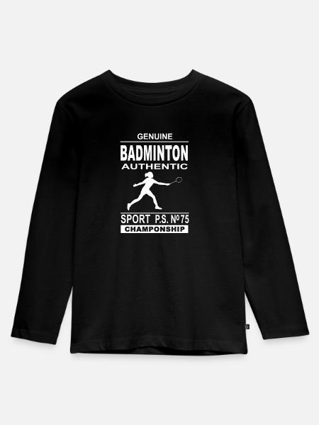 Badminton - Badmintonspieler - Kinder Premium Bio Langarmshirt - Schwarz