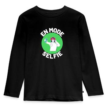 En mode selfie humour photo insta influenceuse - T-shirt manches longues Premium Enfant - noir - Devant - AI Model Kid Male (0cm)
