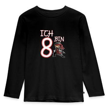 Ich bin 8 Ninja Geburtstag 8.Geburtstag - Kinder Premium Bio Langarmshirt - Schwarz - Vorne - AI Model Kid Male (0cm)