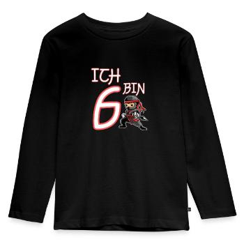 Ich bin 6 Ninja Geburtstag 6.Geburtstag - Kinder Premium Bio Langarmshirt - Schwarz - Vorne - AI Model Kid Male (0cm)