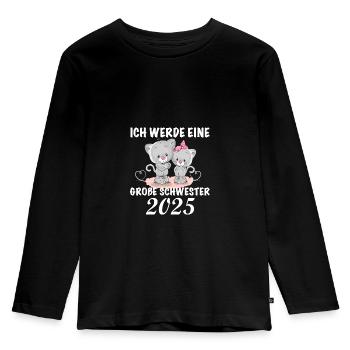 I'm going to be a big sister in 2025, Cute cats - Kids' Premium Longsleeve Shirt - black - Front - AI Model Kid Male (0cm)