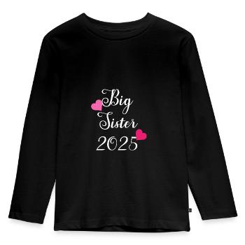 Ich werde eine große Schwester 2025 - Kinder Premium Bio Langarmshirt - Schwarz - Vorne - AI Model Kid Male (0cm)
