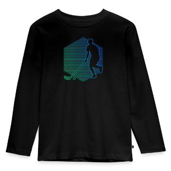 Men's Floorball Floorball Hockey Games - Kids' Premium Longsleeve Shirt - black - Front - AI Model Kid Male (0cm)