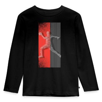 Handball Handballer - Kinder Premium Bio Langarmshirt - Schwarz - Vorne - AI Model Kid Male (0cm)
