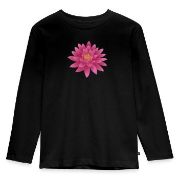 Lotusblüte Lotusblume Wasserblume Motiv - Kinder Premium Bio Langarmshirt - Schwarz - Vorne - AI Model Kid Male (0cm)