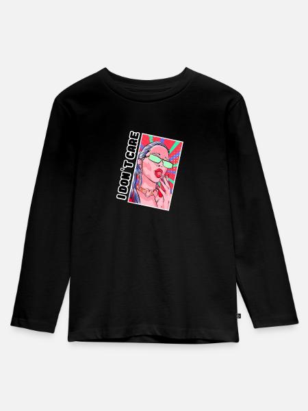 IST MIR EGAL - Kinder Premium Bio Langarmshirt - Schwarz
