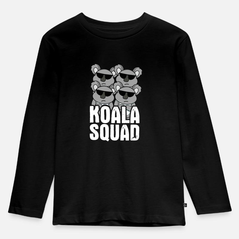 Koala Squad Spruch - Kinder Premium Bio Langarmshirt - Schwarz