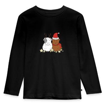 meerschweinchen weihnachten - Kinder Premium Bio Langarmshirt - Schwarz - Vorne - AI Model Kid Male (0cm)