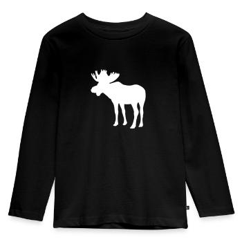 Elch - Moose - Elk - Kinder Premium Bio Langarmshirt - Schwarz - Vorne - AI Model Kid Male (0cm)